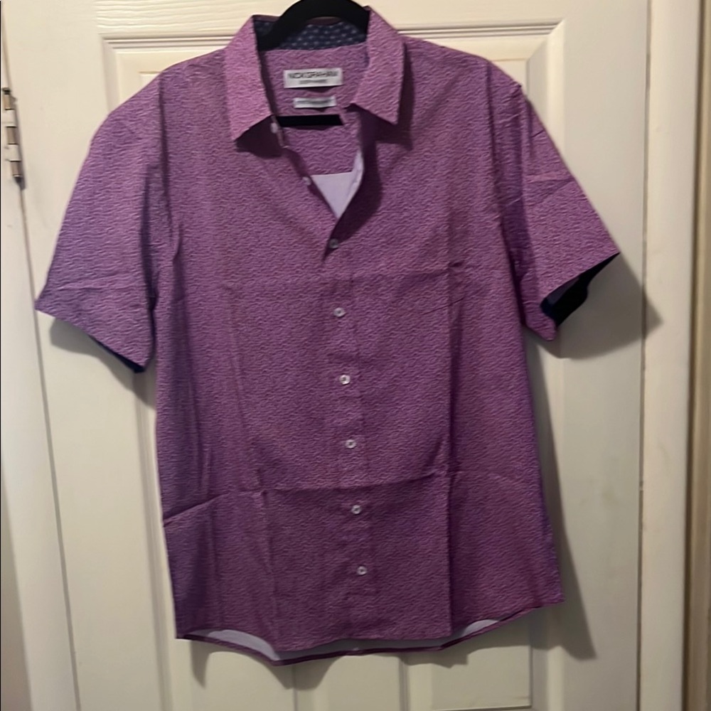 Purple Casual Button Down Shirt Relaxed Fit
